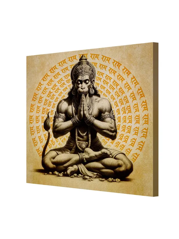 Hanuman_Meditating_with_'Jai_Shri_Ram'_Mantra_in_Background_-_Canvas_Painting_|_Spiritual_Meditation_Art,_Hindu_Mythology_Decor,_Hanuman_Devotion(FLP24X240263)