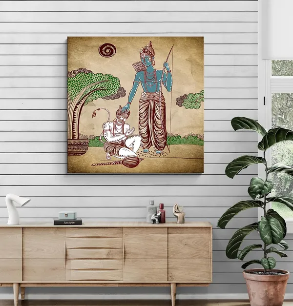 Powerful_Hanuman_Warrior_Canvas_painting:_Bold_Spiritual_Art_with_Ram_Mantras_for_Strength_and_Courage_in_Meditation_Rooms_and_Homes(FLP24X240274)