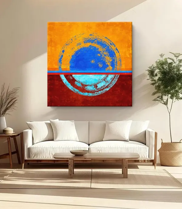 Minimalist_Abstract_Circle_Canvas:_Modern_Art_with_Blue_and_Orange_Hues_for_Stylish_Home_and_Office_Wall_Décor(FLP24X240292)