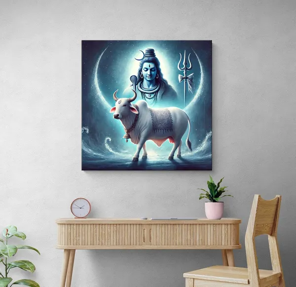 Shiva_with_Nandi_Canvas_Painting_Art:_Divine_Portrait_of_Lord_Shiva_with_His_Sacred_Bull_Nandi_for_Spiritual_Home_and_Temple_Décor(FLP36X360284)