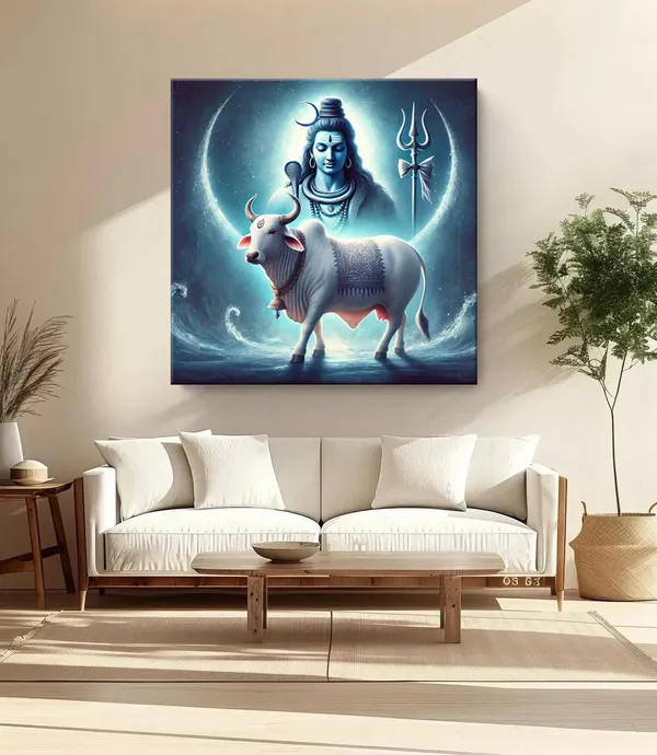 Shiva_with_Nandi_Canvas_Painting_Art:_Divine_Portrait_of_Lord_Shiva_with_His_Sacred_Bull_Nandi_for_Spiritual_Home_and_Temple_Décor(FLP36X360284)