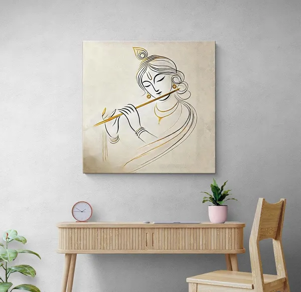 Elegant_Minimalist_Line_Art_of_Lord_Krishna_Playing_the_Flute_-_Canvas_Painting_|_Spiritual_Decor,_Indian_Religious_Art,_Hindu_Monochrome_Painting(FLP36X360245)
