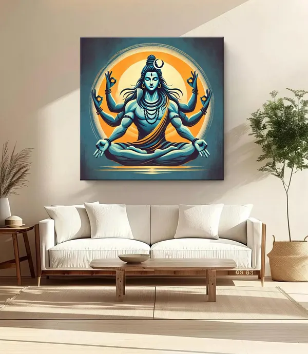 Divine_Shivlinga_Puja_Canvas_Painting_:_Sacred_Hindu_Ritual_Art_Featuring_Shivling,_Flowers,_and_Bells_for_Temple_and_Home_Sanctuaries(FLP36X360280)