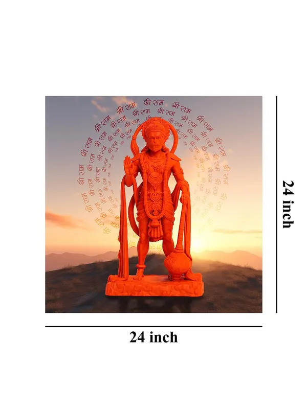 Vibrant_Hanuman_Idol_with_Chant_of_'Jai_Shri_Ram'_at_Sunset_-_Canvas_Painting_|_Spiritual_Art,_Hindu_God_Decor,_Hanuman_Devotion_Wall_Art(FLP24X240258)