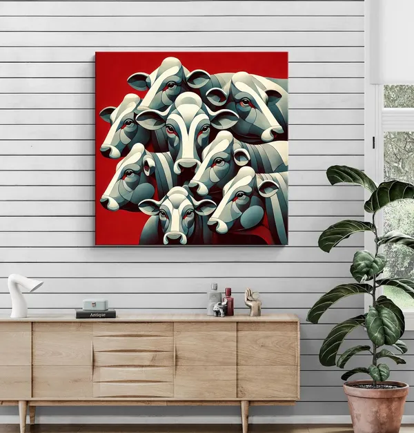 Abstract_Representation_of_Cows_in_a_Herd_-_Canvas_Painting_|_Modern_Indian_Art,_Animal_Wall_Decor,_Cow_Painting(FLP36X360239)