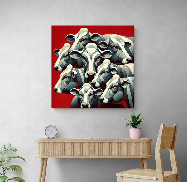 Abstract_Representation_of_Cows_in_a_Herd_-_Canvas_Painting_|_Modern_Indian_Art,_Animal_Wall_Decor,_Cow_Painting(FLP36X360239)