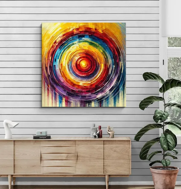 Radiant_Spectrum:_A_Colorful_Abstract_Circle_Canvas_Painting_Evoking_Energy_and_Vibrance_for_Modern_Home_Decor(FLP24X240302)