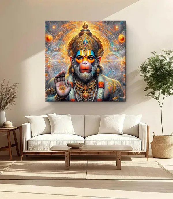 Powerful_Hanuman_Blessing_with_Divine_Aura_-_Canvas_Painting_|_Hindu_Deity_Art,_Spiritual_Blessing_Decor,_Hanuman_Wall_Art(FLP36X360261)