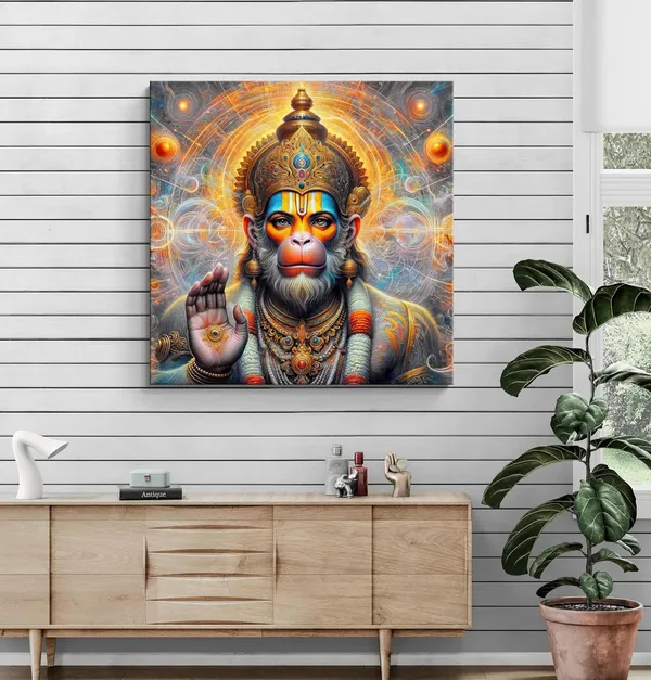 Powerful_Hanuman_Blessing_with_Divine_Aura_-_Canvas_Painting_|_Hindu_Deity_Art,_Spiritual_Blessing_Decor,_Hanuman_Wall_Art(FLP36X360261)