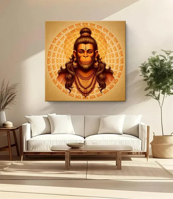 Hanuman_Sacred_Canvas_painting_Portrait:_Detailed_Hindu_Deity_Art_with_Mantra_Patterns_for_Traditional_and_Spiritual_Wall_Décor(FLP36X360272)