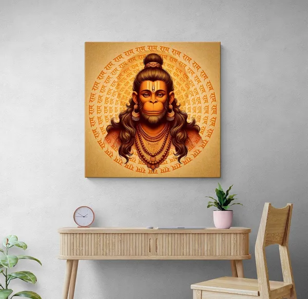 Hanuman_Sacred_Canvas_painting_Portrait:_Detailed_Hindu_Deity_Art_with_Mantra_Patterns_for_Traditional_and_Spiritual_Wall_Décor(FLP36X360272)