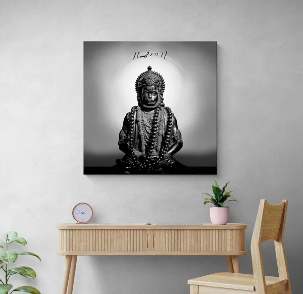 Black_and_White_Hanuman_Statue_with_Sanskrit_Inscription_-_Canvas_Painting_|_Minimalist_Spiritual_Art,_Hindu_God_Decor,_Monochrome_Religious_Painting(FLP24X240260)