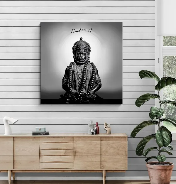 Black_and_White_Hanuman_Statue_with_Sanskrit_Inscription_-_Canvas_Painting_|_Minimalist_Spiritual_Art,_Hindu_God_Decor,_Monochrome_Religious_Painting(FLP36X360260)