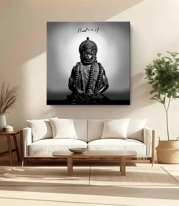 Black_and_White_Hanuman_Statue_with_Sanskrit_Inscription_-_Canvas_Painting_|_Minimalist_Spiritual_Art,_Hindu_God_Decor,_Monochrome_Religious_Painting(FLP36X360260)