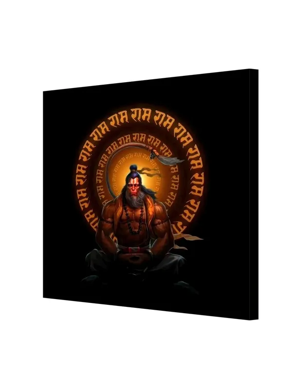 Meditating_Hanuman_with_the_Chant_of_'Jai_Shri_Ram'_in_a_Glowing_Aura_-_Canvas_Painting_|_Hindu_Deity_Art,_Spiritual_Wall_Decor,_Hanuman_Devotion_Painting(FLP24X240257)