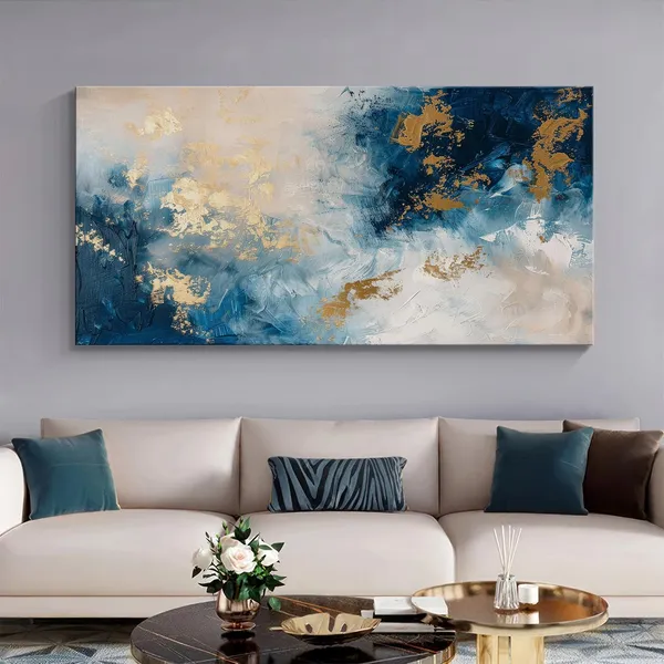 Abstract_Blue_and_Gold_Wave_Canvas_Painting_-_24x48_Inches_Framed_Art,_Perfect_for_Modern_Spaces_(FLP24480714)
