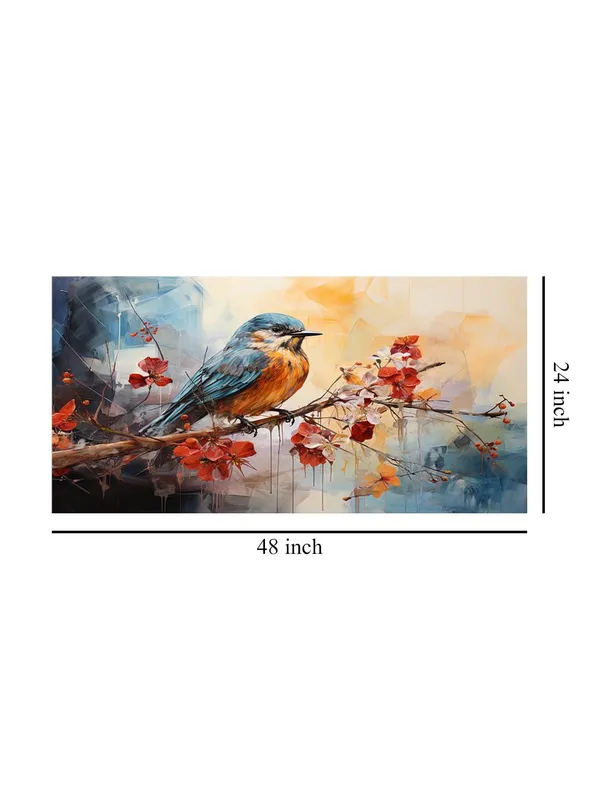 Vibrant_Bird_on_Branch_Canvas_Painting_-_24x48_Inches_Framed_Art,_Perfect_for_Nature-Inspired_Wall_Decor_(FLP24480710)