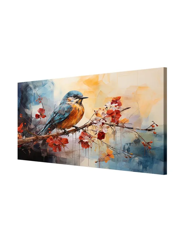 Vibrant_Bird_on_Branch_Canvas_Painting_-_24x48_Inches_Framed_Art,_Perfect_for_Nature-Inspired_Wall_Decor_(FLP24480710)
