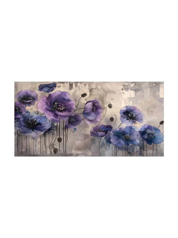 Purple_Poppies_Canvas_Painting_-_Watercolor_Effect_Art_Print_-_Floral_Home_Decor_24x48_Inches_Framed_Art_(FLP24480731)