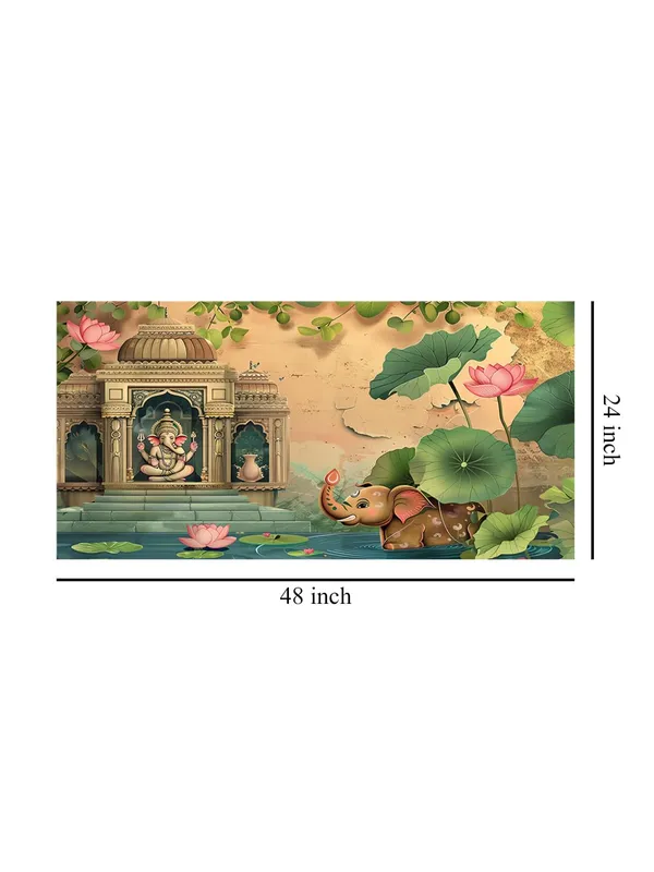 Ganesha_Temple_Canvas_Painting_-_Spiritual_Art_Print_-_Indian_Wall_Decor_24x48_Inches_Framed_Art_(FLP24480743)