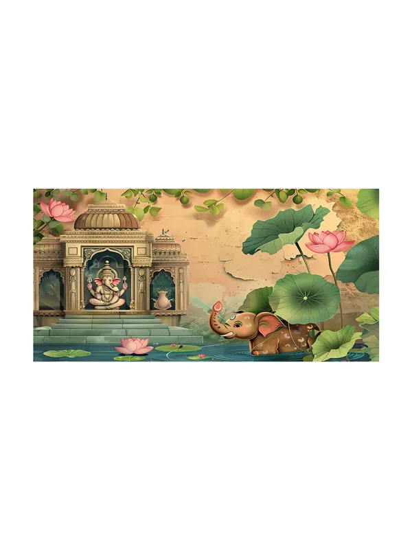 Ganesha_Temple_Canvas_Painting_-_Spiritual_Art_Print_-_Indian_Wall_Decor_24x48_Inches_Framed_Art_(FLP24480743)