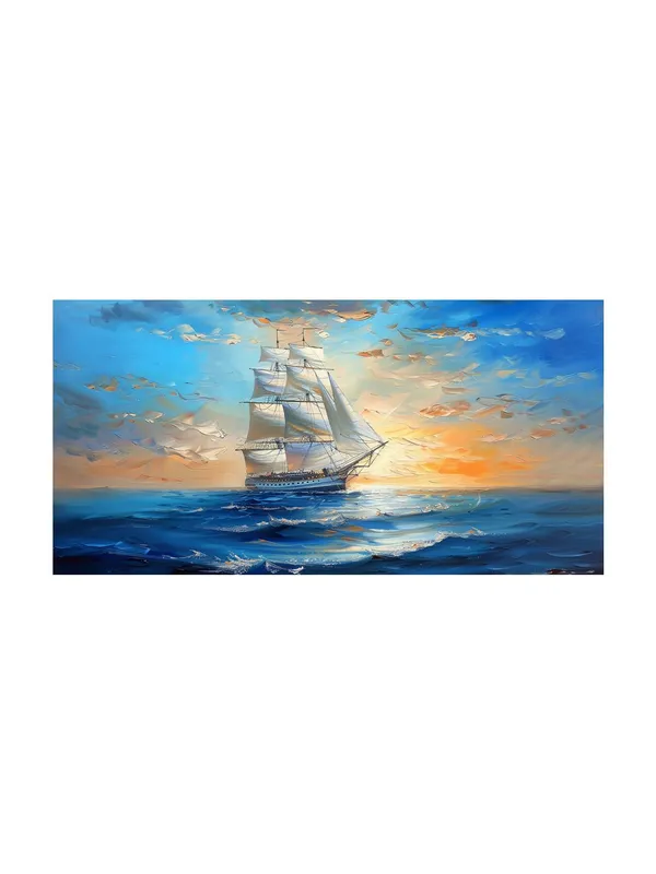 Sunset_Sailboat_Canvas_Painting_-_Seascape_Art_Print_-_Nautical_Wall_Decor_24x48_Inches_Framed_Art_(FLP24480728)