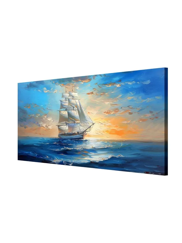 Sunset_Sailboat_Canvas_Painting_-_Seascape_Art_Print_-_Nautical_Wall_Decor_24x48_Inches_Framed_Art_(FLP24480728)