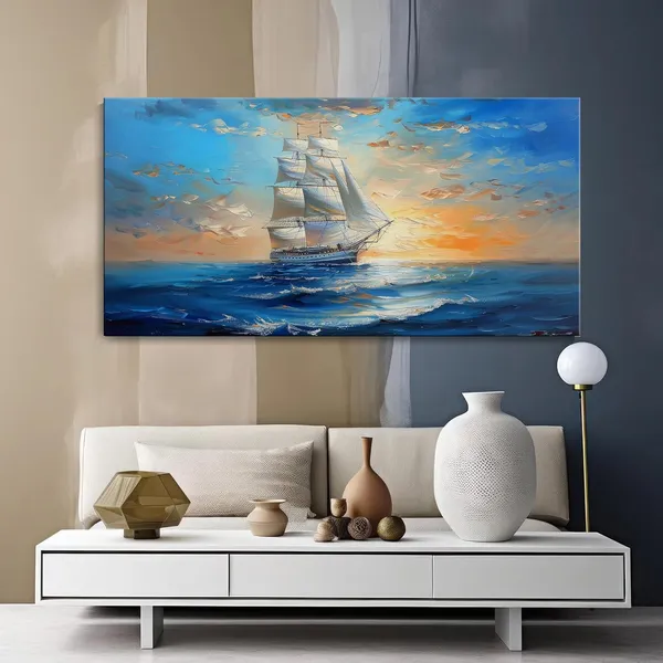 Sunset_Sailboat_Canvas_Painting_-_Seascape_Art_Print_-_Nautical_Wall_Decor_24x48_Inches_Framed_Art_(FLP24480728)