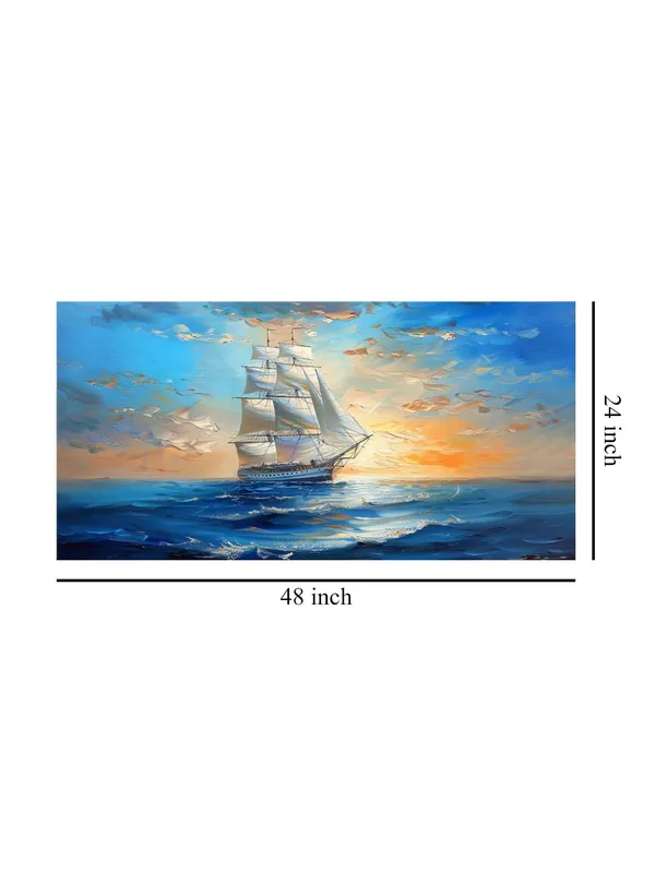 Sunset_Sailboat_Canvas_Painting_-_Seascape_Art_Print_-_Nautical_Wall_Decor_24x48_Inches_Framed_Art_(FLP24480728)