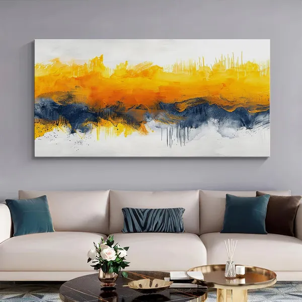 Abstract_Yellow_and_Blue_Horizon_Canvas_Painting_-_24x48_Inches_Framed_Art,_Modern_Wall_Decor_(FLP24480703)