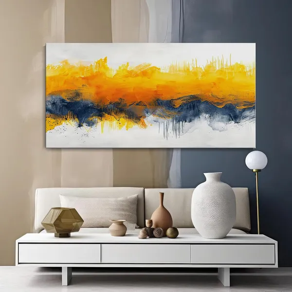 Abstract_Yellow_and_Blue_Horizon_Canvas_Painting_-_24x48_Inches_Framed_Art,_Modern_Wall_Decor_(FLP24480703)