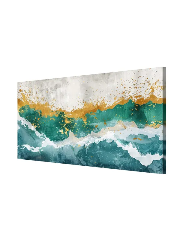 Emerald_Waves_Canvas_Painting_-_Green_and_Gold_Art_Print_-_Abstract_Wall_Decor_24x48_Inches_Framed_Art_(FLP24480737)