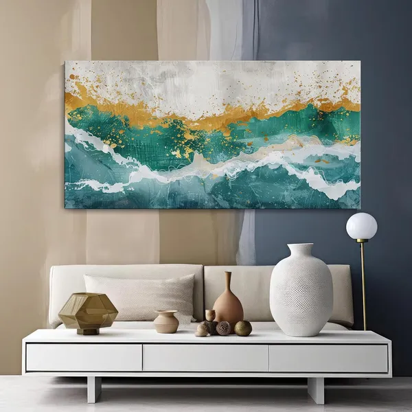 Emerald_Waves_Canvas_Painting_-_Green_and_Gold_Art_Print_-_Abstract_Wall_Decor_24x48_Inches_Framed_Art_(FLP24480737)