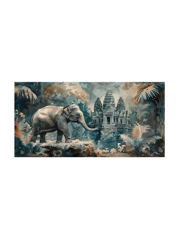 Majestic_Elephant_with_Temple_Canvas_Painting_-_24x48_Inches_Framed_Art,_Exotic_and_Cultural_Decor_for_Home_and_Office_(FLP24480695)