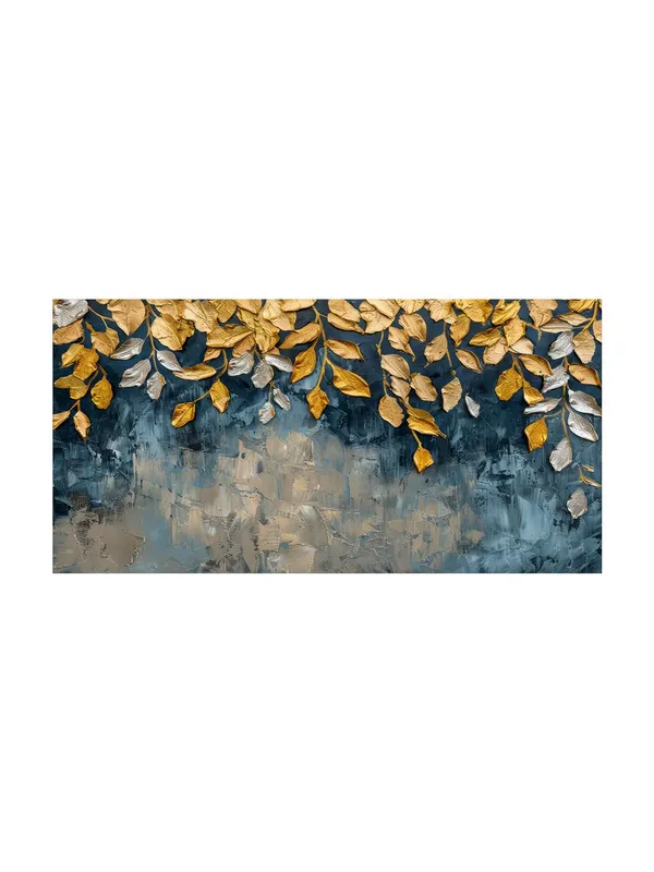 Golden_Leaves_Canvas_Painting_-_Gold_and_Silver_Art_Print_-_Luxurious_Wall_Decor_24x48_Inches_Framed_Art_(FLP24480734)