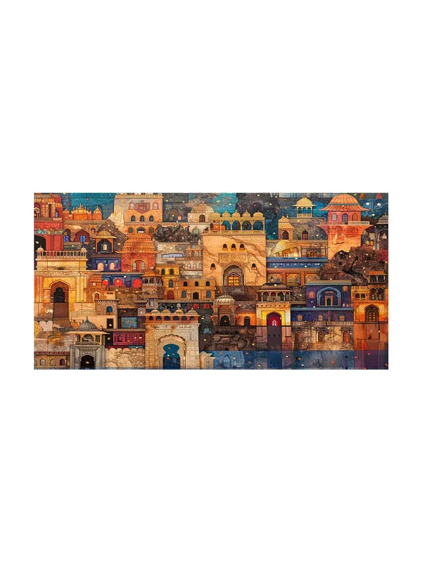 Vibrant_Indian_Cityscape_Canvas_Painting_-_24x48_Inches_Framed_Art,_Cultural_Wall_Decor_for_Home_(FLP24480715)