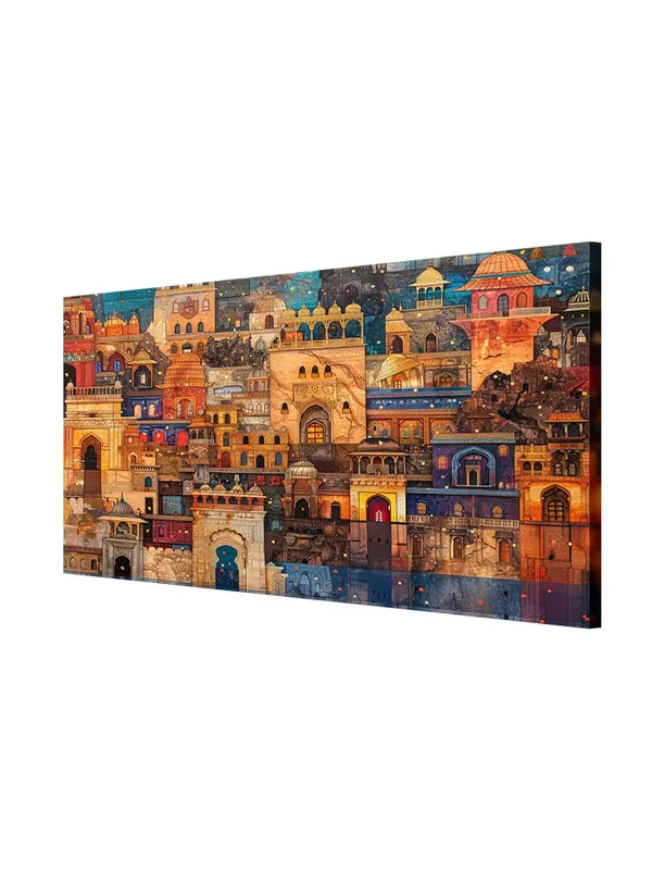 Vibrant_Indian_Cityscape_Canvas_Painting_-_24x48_Inches_Framed_Art,_Cultural_Wall_Decor_for_Home_(FLP24480715)