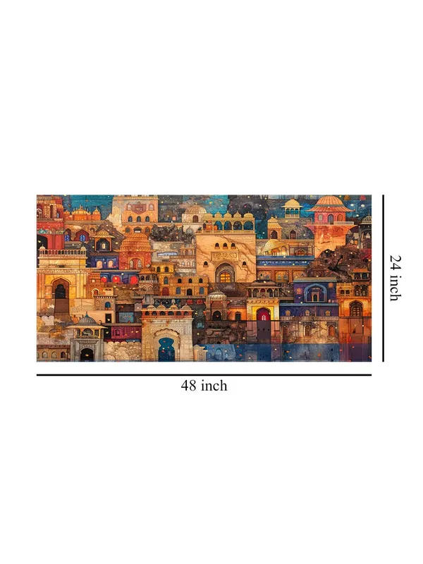 Vibrant_Indian_Cityscape_Canvas_Painting_-_24x48_Inches_Framed_Art,_Cultural_Wall_Decor_for_Home_(FLP24480715)