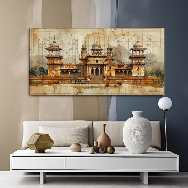 Historic_Architectural_Temple_Canvas_Painting_-_24x48_Inches_Framed_Art,_Perfect_for_Classic_Decor_(FLP24480718)