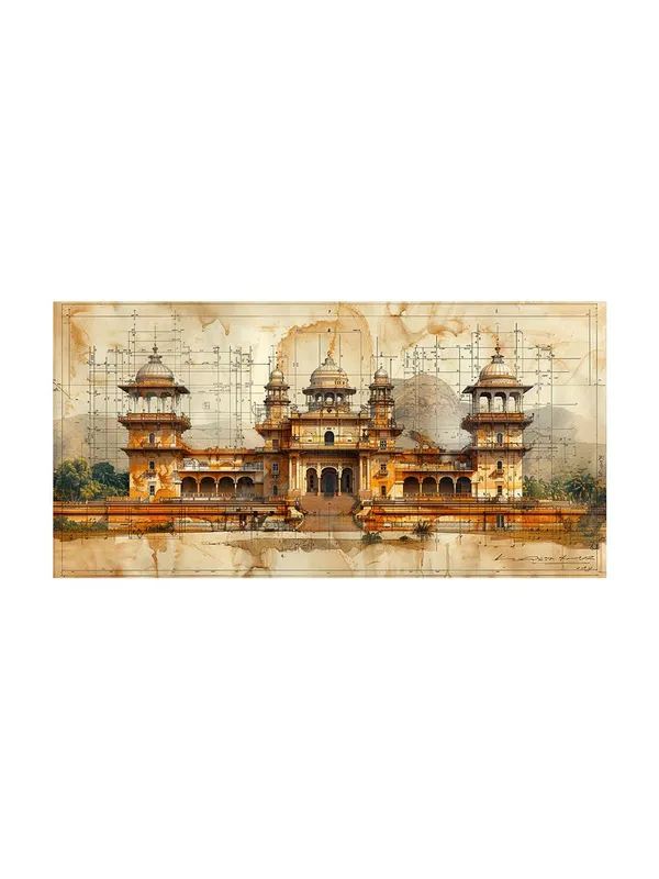 Historic_Architectural_Temple_Canvas_Painting_-_24x48_Inches_Framed_Art,_Perfect_for_Classic_Decor_(FLP24480718)