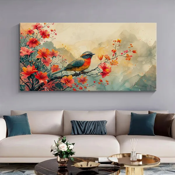 Serene_Bird_and_Blossoms_Canvas_Art_Print_-_24x48_Inches_Framed_Wall_Decor,_Adds_Tranquility_and_Beauty_to_Any_Room_(FLP24480693)