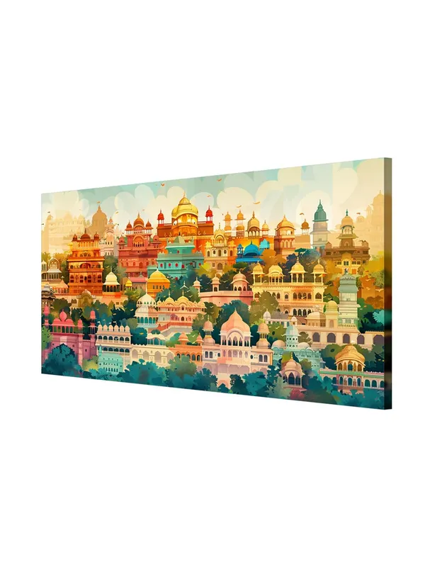 Colorful_Cityscape_Canvas_Painting_-_Architectural_Art_Print_-_Urban_Wall_Decor_24x48_Inches_Framed_Art_(FLP24480723)