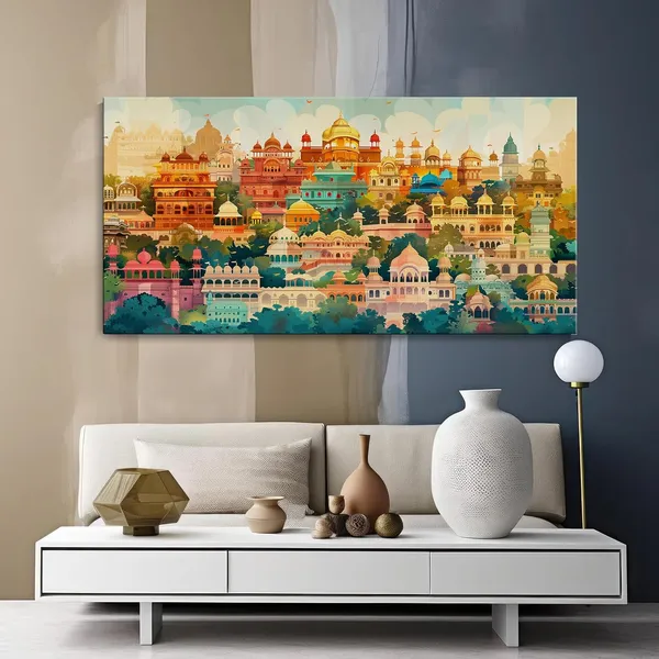 Colorful_Cityscape_Canvas_Painting_-_Architectural_Art_Print_-_Urban_Wall_Decor_24x48_Inches_Framed_Art_(FLP24480723)