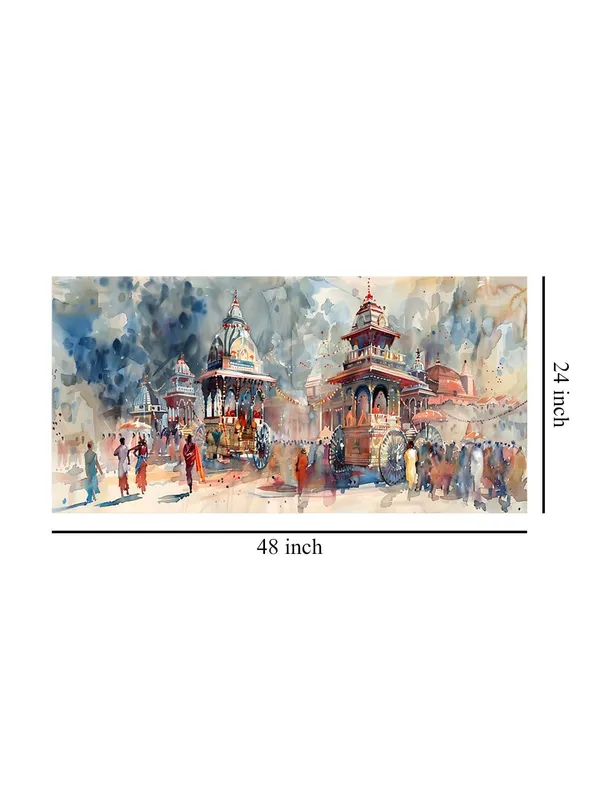 Vibrant_Festival_Jaganath_Ji_Yatra_Scene_Canvas_Painting_-_24x48_Inches_Framed_Art,_Cultural_Wall_Decor_for_Home_(FLP24480702)