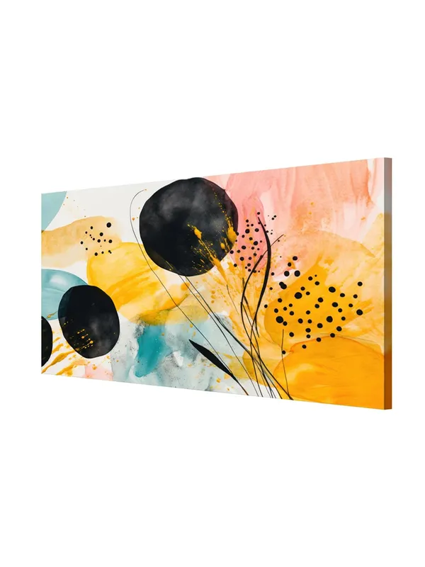 Vibrant_Circles_Canvas_Painting_-_Abstract_Art_with_Black_and_Yellow_-_Modern_Decor_24x48_Inches_Framed_Art_(FLP24480722)