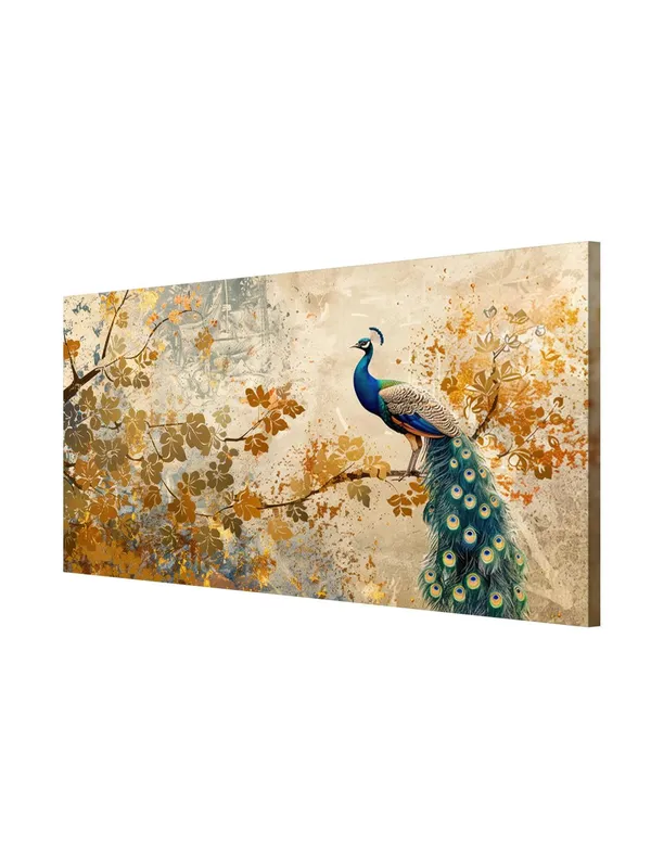 Elegant_Peacock_with_Foliage_Canvas_Art_-_24x48_Inches_Framed_Print,_Graceful_and_Natural_Decor_for_Any_Room_(FLP24480699)