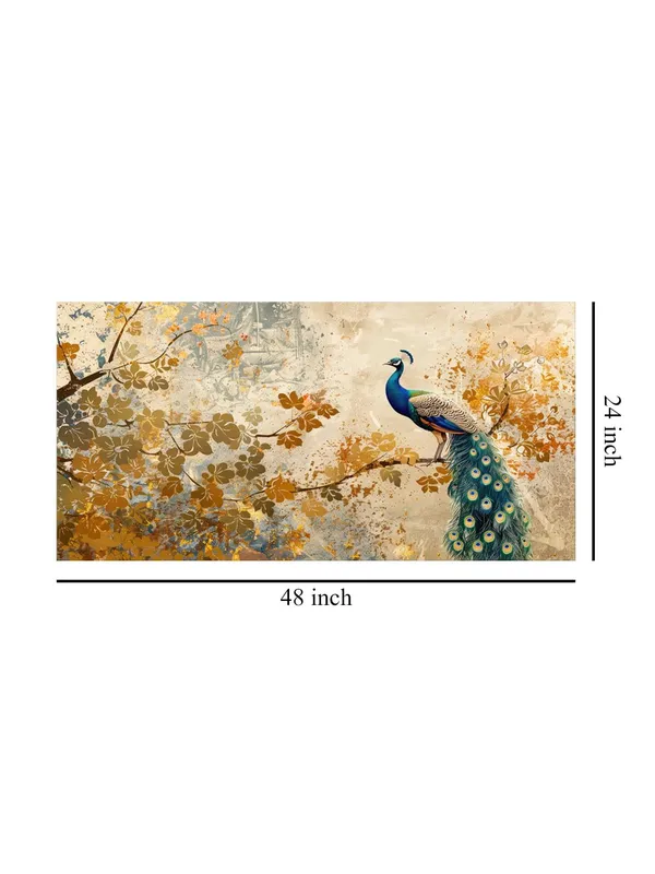 Elegant_Peacock_with_Foliage_Canvas_Art_-_24x48_Inches_Framed_Print,_Graceful_and_Natural_Decor_for_Any_Room_(FLP24480699)