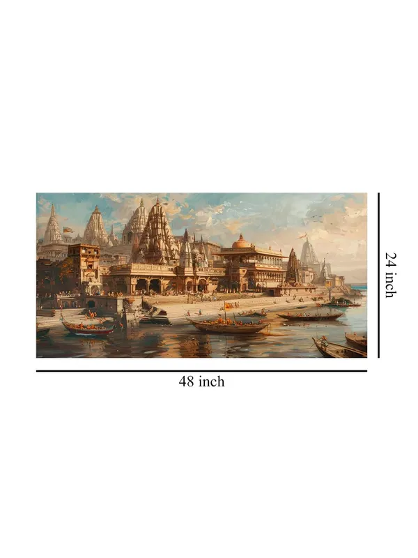 Historic_Temple_Scene_Canvas_Painting_-_24x48_Inches_Framed_Art,_Perfect_for_Traditional_and_Cultural_Spaces_(FLP24480707)