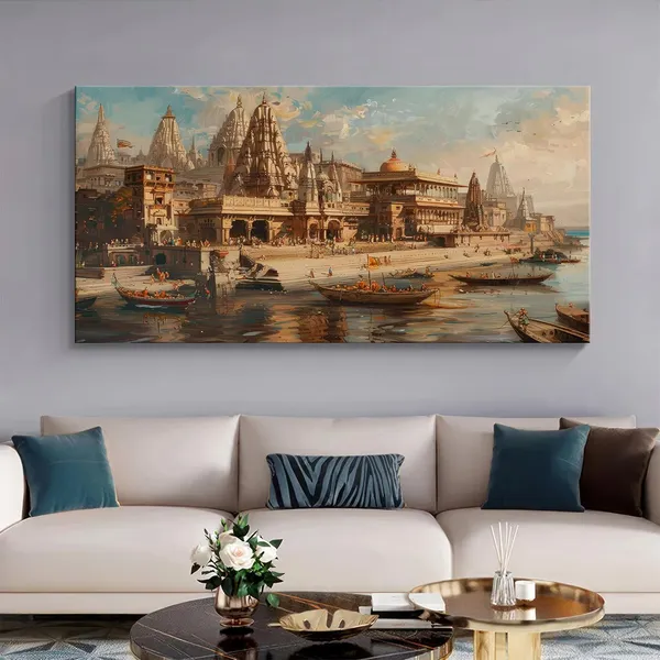 Historic_Temple_Scene_Canvas_Painting_-_24x48_Inches_Framed_Art,_Perfect_for_Traditional_and_Cultural_Spaces_(FLP24480707)