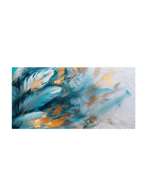 Feathered_Abstract_Canvas_Painting_-_Teal_and_Gold_Art_Print_-_Elegant_Wall_Decor_24x48_Inches_Framed_Art_(FLP24480742)